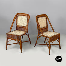 Load image into Gallery viewer, Chairs in rattan and straw, 1960s