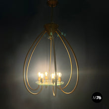 Load image into Gallery viewer, Chandelier in copper and glass, 1940s