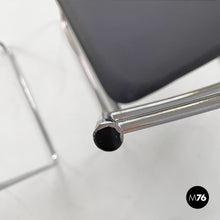 将图片加载到图库查看器,Chairs steel and black leatherette, 1970s