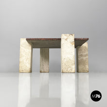画像をギャラリービューアに読み込む, Red granite and travertine coffee table, 1970s