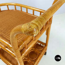 画像をギャラリービューアに読み込む, Double-shelf cart in rattan and bamboo, 1960s