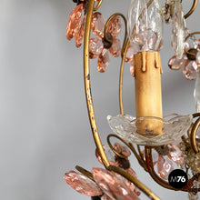 Load image into Gallery viewer, Chandeliers in pink glass and brass, early 1900s