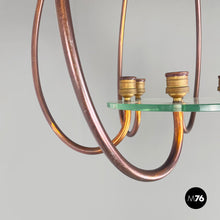 Load image into Gallery viewer, Chandelier in copper and glass, 1940s
