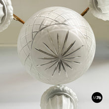 Charger l'image dans la galerie, Chandelier in molded satin glass and brass, early 1900s