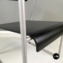 将图片加载到图库查看器,Chair in gray metal, black rubber and wood, 1980s
