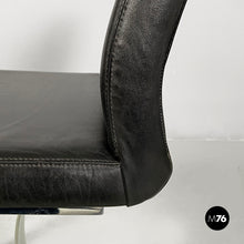 画像をギャラリービューアに読み込む, Chair in black leather and steel, 1980s