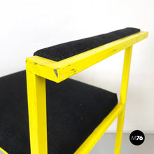 将图片加载到图库查看器,Chair with black fabric and yellow metal, 1980s
