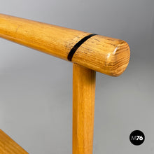 Load image into Gallery viewer, Chairs with armrests in wood and black metal, 1970s