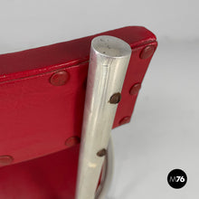 将图片加载到图库查看器,Chairs in red faux leather and metal, 1930s