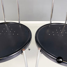 将图片加载到图库查看器,Chairs in black wood and metal rod, 1980s