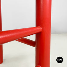 Load image into Gallery viewer, Stool in red wood and straw, 1970s