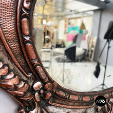 画像をギャラリービューアに読み込む, Oval wall mirror in silvered copper, early 1900s