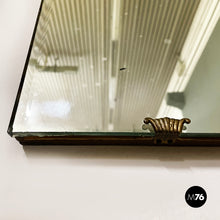 画像をギャラリービューアに読み込む, Rectangular wall mirror in wood and burnished brass, 1960s