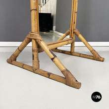 画像をギャラリービューアに読み込む, Freestanding full-lenght rattan mirror, 1960s
