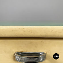 Load image into Gallery viewer, Dining table in white and aqua green wood, 1940s