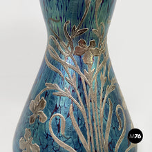 画像をギャラリービューアに読み込む, Vase in blue glass and silver-plate, 1930s