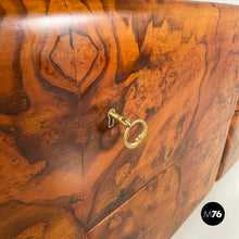 Charger l'image dans la galerie, Chest of drawers in wood, glass and brass, 1950s