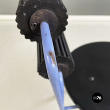 将图片加载到图库查看器,Chairs in blue metal, black wood and black rubber, 1980s