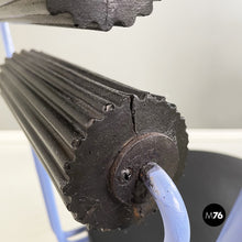 将图片加载到图库查看器,Chairs in blue metal, black wood and black rubber, 1980s