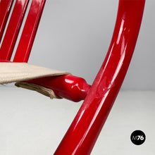Load image into Gallery viewer, Red wood and fabric folding tub chair, 1980s