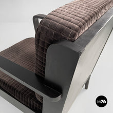 Load image into Gallery viewer, Armchairs in wood and brown velvet, 1940s