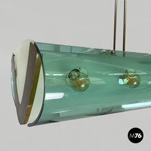 Load image into Gallery viewer, Glass and brass chandelier 2296 by Max Ingrand for Fontana Arte, 1950s