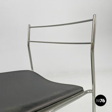 将图片加载到图库查看器,Chairs steel and black leatherette, 1970s