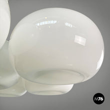 将图片加载到图库查看器,Opaline glass and metal chandelier, 1970s