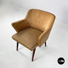 Load image into Gallery viewer, Striped fabric and wood armchairs, 1950s