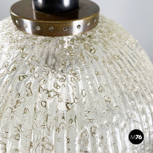 Charger l'image dans la galerie, Chandelier in molded glass, brass and metal, 1950s