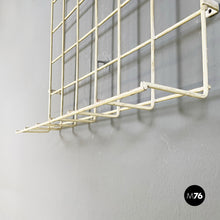 Load image into Gallery viewer, Wall coat hanger with hat stand in white metal rod, 1970s