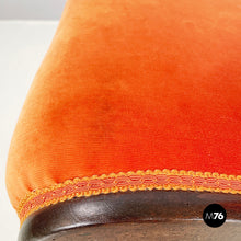 将图片加载到图库查看器,Chair in orange velvet and dark wood, 1950s