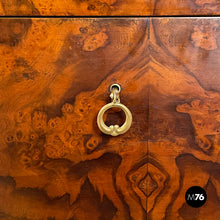 Charger l'image dans la galerie, Chest of drawers in wood, glass and brass, 1950s