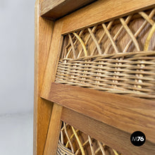 Charger l'image dans la galerie, Chest of drawers in wood and rattan, 1960s