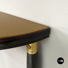 Load image into Gallery viewer, Wall console in wood, brass and glass, 1940s