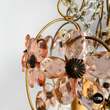 Load image into Gallery viewer, Chandeliers in pink glass and brass, early 1900s