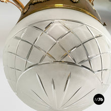 Charger l'image dans la galerie, Chandelier in molded satin glass and brass, early 1900s