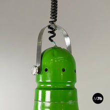 Charger l'image dans la galerie, Chandelier in green metal and plexiglass, 1970s