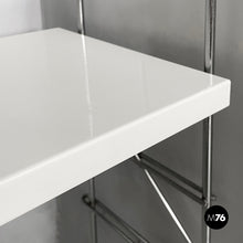 Load image into Gallery viewer, Modular wall bookcase in white metal and steel, 1980s