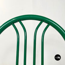 画像をギャラリービューアに読み込む, Green metal and grey straw chairs, 1980s