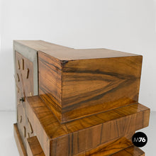 Load image into Gallery viewer, Wooden and metal table clock, 1930s