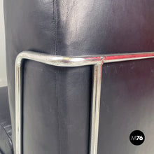 画像をギャラリービューアに読み込む, Armchair in black leather and metal, 1980s