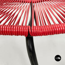 Load image into Gallery viewer, Deckchair in red scooby and black metal, 1960s