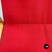 画像をギャラリービューアに読み込む, Deck chair in red fabric and wood by Fratelli Reguitti, 1960s