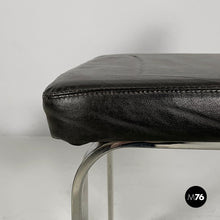 画像をギャラリービューアに読み込む, Chair in black leather and steel, 1980s