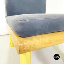 将图片加载到图库查看器,Chair in gray velvet, briar wood and yellow metal, 1980s