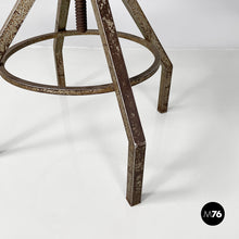 Load image into Gallery viewer, Stool in grey wood and metal, 1950s