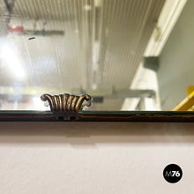 画像をギャラリービューアに読み込む, Rectangular wall mirror in wood and burnished brass, 1960s