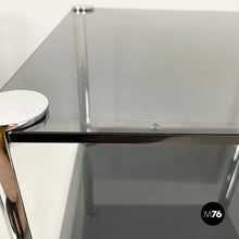 画像をギャラリービューアに読み込む, Coffee tables in smoked glass and chromed metal, 1980s