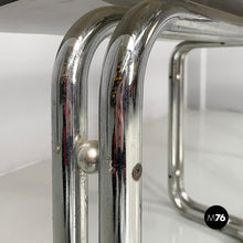 画像をギャラリービューアに読み込む, Dining table in smoked glass and steel, 1970s